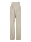 Saint Laurent Women Beige Pants With Belt Loops And Pences On The Front In Wool Woman