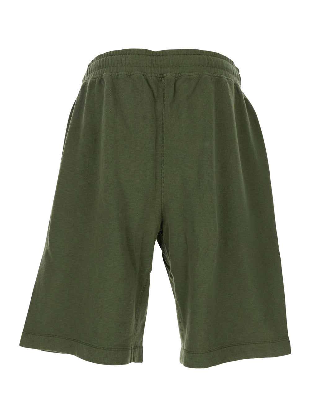 C.P. Company Men Green Shorts With Elastic Drawstring Waist And Logo Plaque On The Front In Cotton Man
