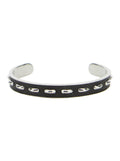 Fendi Men Silver-Colored Bracelet With Leather Details And Open Design In Brass Man