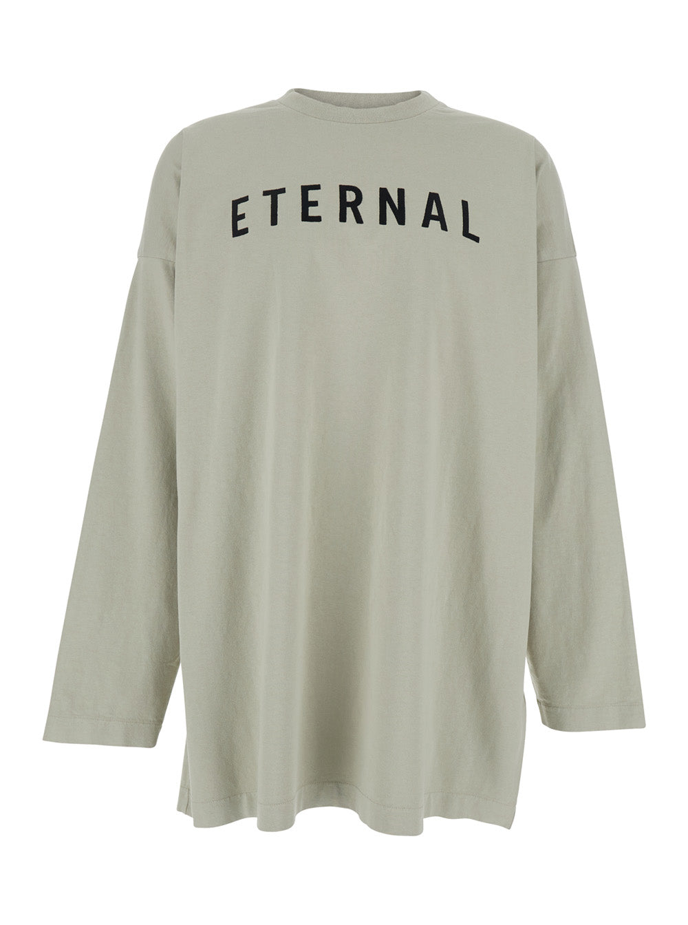 Fear Of God Men Grey T-Shirt With Eternal Print On The Front And Logo Patch On The Back In Cotton Man