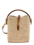 Saint Laurent Women 'Le 37' Beige Mini Handbag With Adjustable And Removable Shoulder Strap And Hook Closure With Cassandre In Raffia Woman