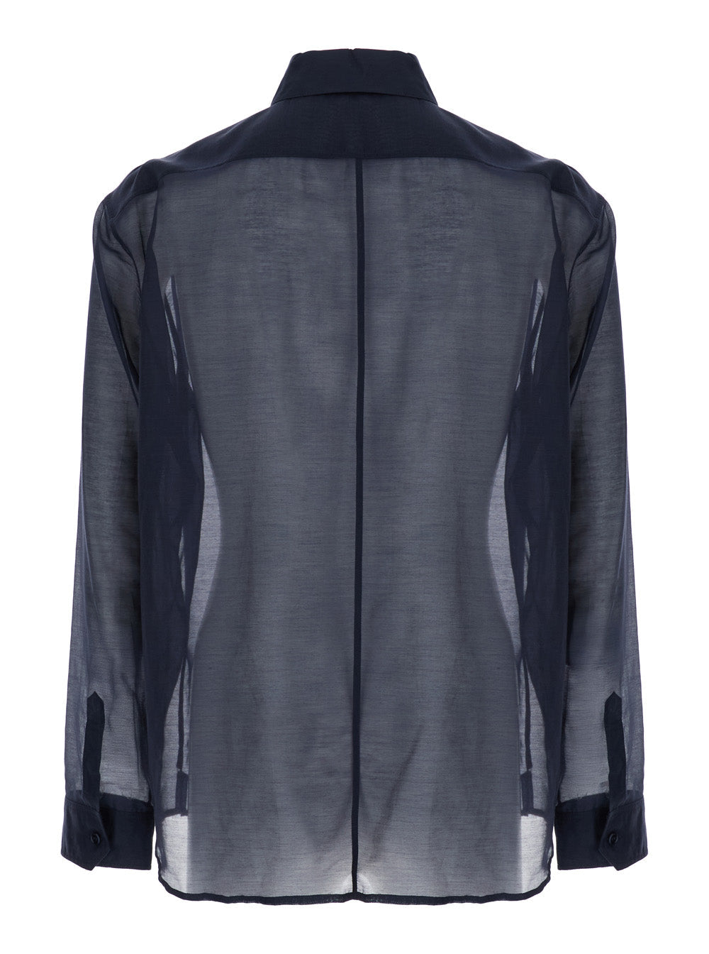 Saint Laurent Men Blue Shirt With Classic Collar And Contrasting Details In Cotton And Silk Man