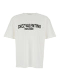 Valentino Men 'Chez' White Crewneck T-Shirt With Maxi Logo Print On The Front In Cotton Man