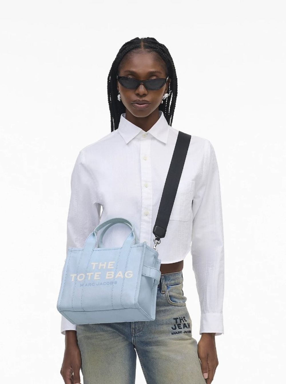 Marc Jacobs Women 'The Medium Tote' Black Tote Bag With Contrasting Logo Embroidery In Cotton Blend Woman
