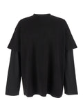 Jil Sander Men Black Crewneck T-Shirt With Logo Lettering On The Rear And Layered Design In Cotton Man