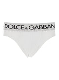 Dolce & Gabbana Men White Briefs With Elastic Waist And Logo Lettering In Cotton Man