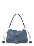 Fendi Women 'Mamma Baguette Medium' Blue Shoulder Bag With Ff Closure On The Front In Leather Woman