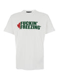 Dsquared2 Men White Crewneck T-Shirt With Print On The Front And Logo Lettering On The Rear In Cotton Man