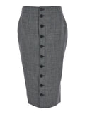 Alexander Mcqueen Women Grey Skirt With Button Closure In Wool Woman
