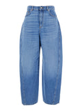Givenchy Women Blue Jeans With Logo Patch On The Rear And Wide Leg In Denim Woman