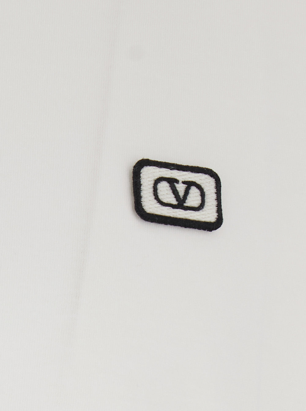Valentino Men White Crewneck T-Shirt With Vlogo On The Front In Cotton Man