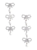 Self-Portrait Women Metallic Tiered Earing With Bow Charm And Crystal Embellishments In Brass Woman