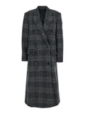 Isabel Marant Etoile Women 'Lexana' Grey Double-Breasted Coat With Peak Revers And All-Over Check Motif In Wool Woman