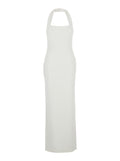 Solace London Women 'Ilona' White Long Dress With Square Neckline In Twill Woman