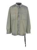 Drkshdw Men Light Blue Jacket With Classic Collar And Drawstring Detail On The Waist In Denim Man