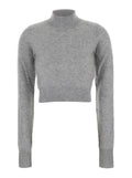 Sportmax Women 'Gubbio' Grey Cropped Sweater With High Neck In Cashmere Woman