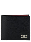 Ferragamo Men Black 'Revival' Gancini Wallet In Hammered Leather For Men