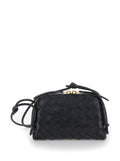Bottega Veneta Women Black Concert Crossbody Bag With Intreccio Motif In Leather For Women