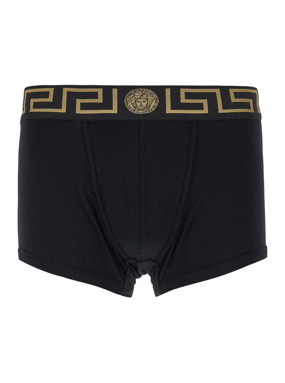 Versace Men Black Boxer With Greca And Medusa Logo In Stretch Cotton For Men