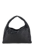 Bottega Veneta Women Black Shoulder Bag 'Hop Piccola' With Intreccio Motif In Leather For Women
