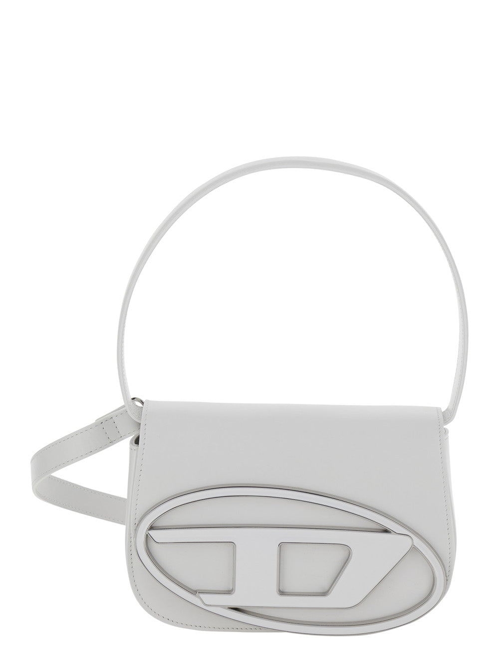 Diesel Women Shoulder Bag '1Dr' With Oval D Patch In White Leather For Women