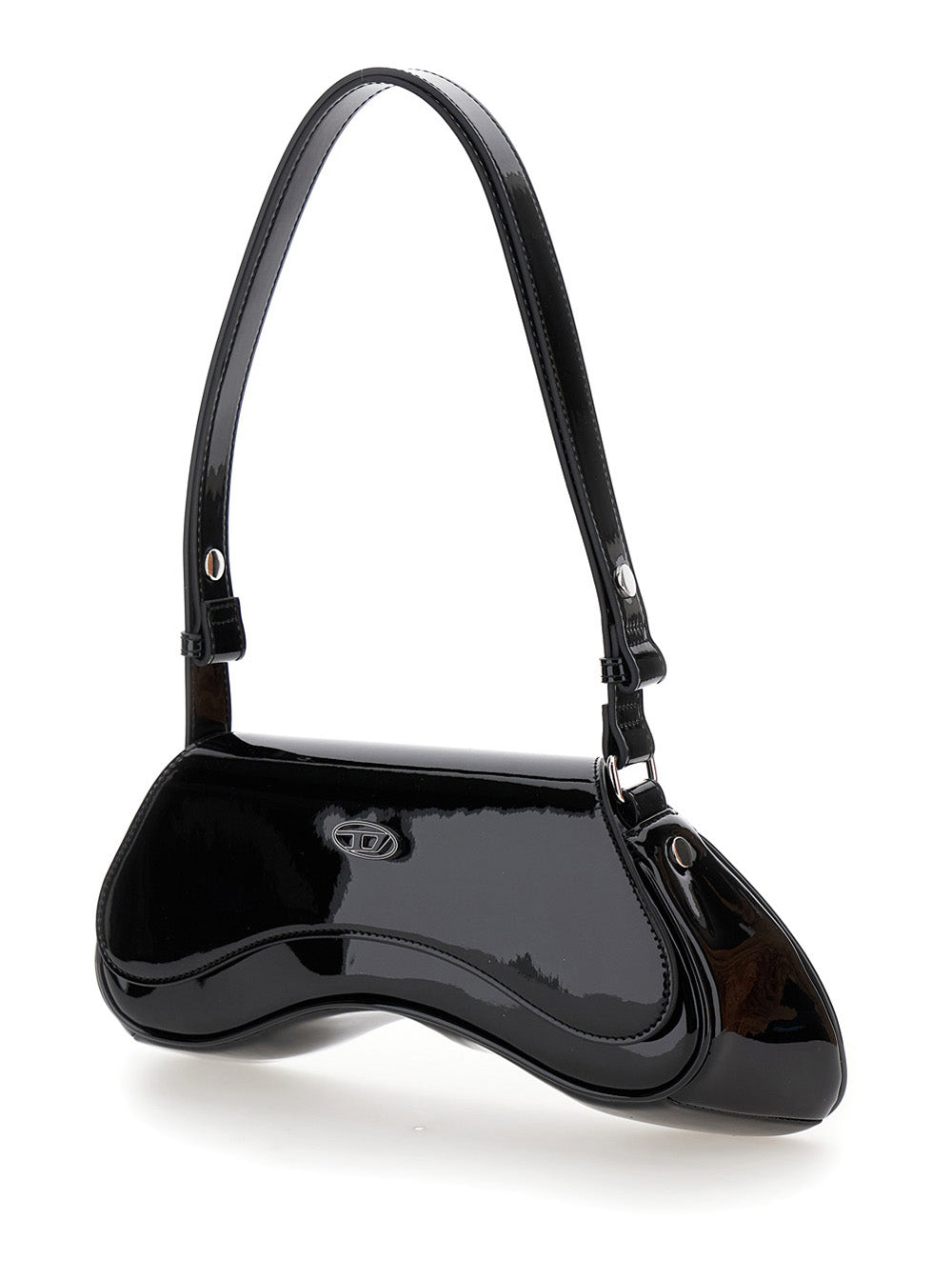 Diesel Women Shoulder Bag 'Play' With Logo Plaque In Black Tech Fabric For Women