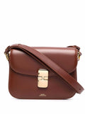 A.P.C. Women 'Grace Small' Brown Crossbody Bag With Adjustable Strap And Logo Lettering Embossed On The Front In Leather Woman