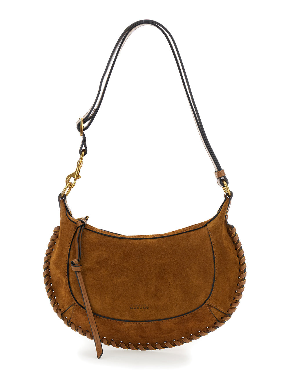 Isabel Marant Women Shoulder Bag 'Oskan Moon' With Logo Print On Front In Brown Suede For Women