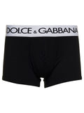 Dolce & Gabbana Men Black Boxer With Contrast Logo Band In Stretch Cotton For Men