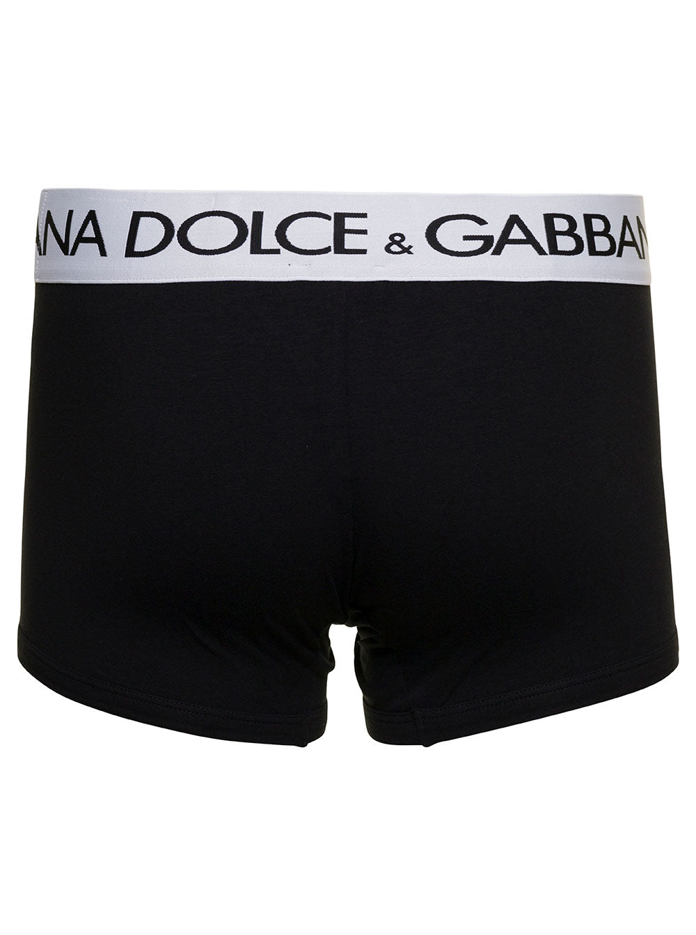 Dolce & Gabbana Men Black Boxer With Contrast Logo Band In Stretch Cotton For Men