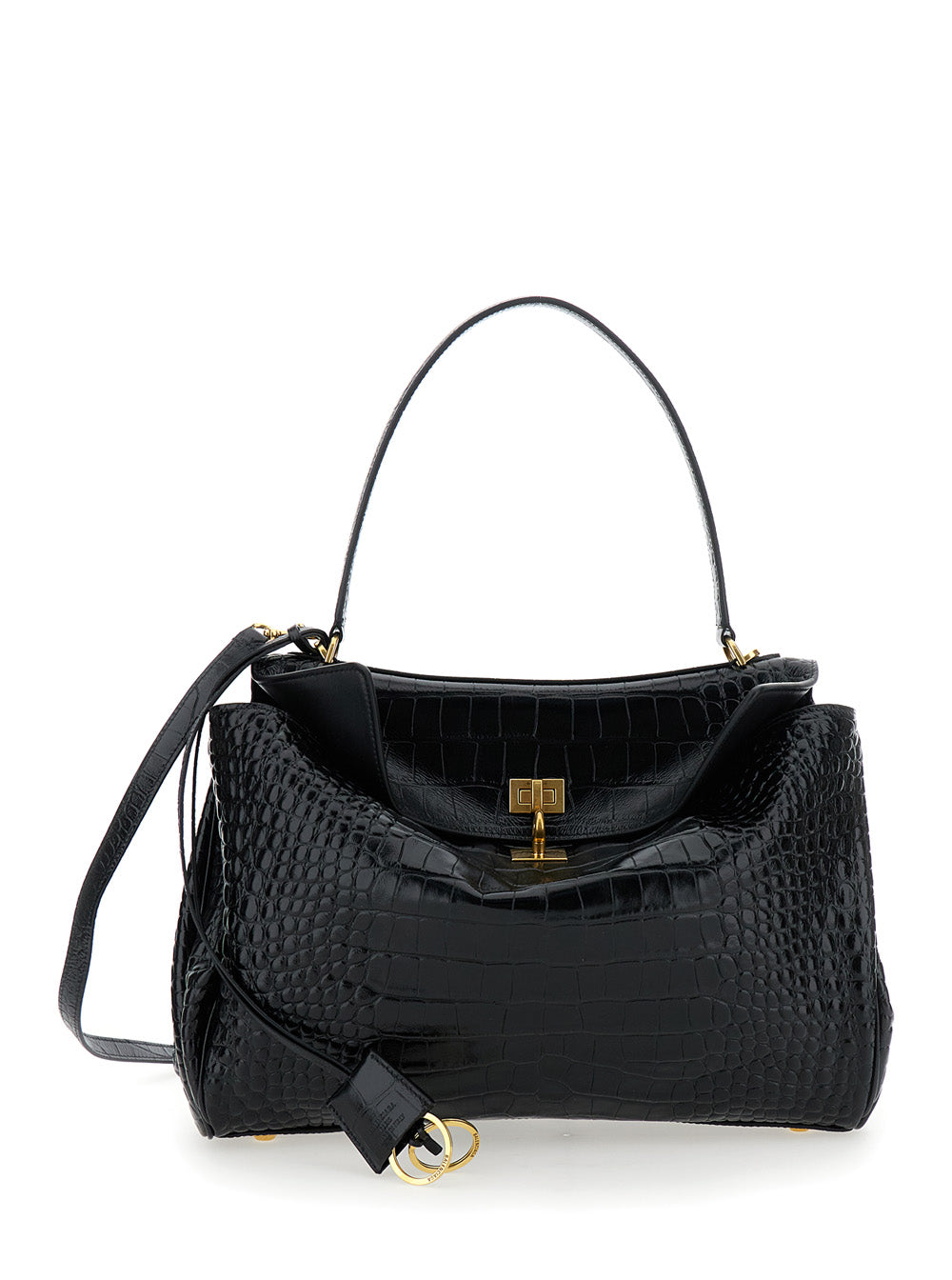 Balenciaga Women Black Handbag 'Rodeo' With Removable Leather Shoulder Strap For Women