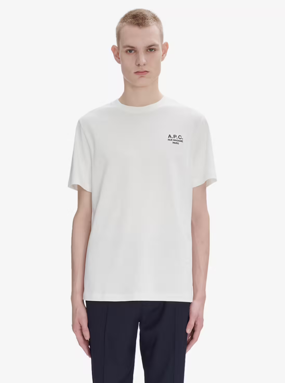 A.P.C. Men White T-Shirt With Embroidered Logo On The Front In Cotton Man