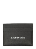 Balenciaga Men Black Card Holder With Contrasting Logo Lettering In Leather For Men
