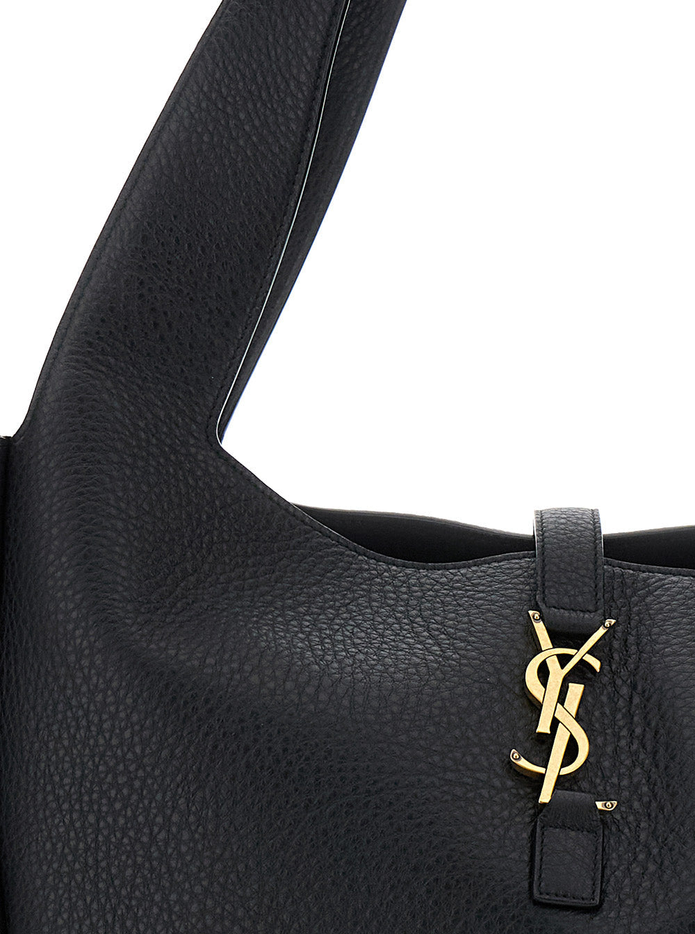Saint Laurent Women Black Tote Bag With Two Top Handles And Hook Closure Cassandre In Hammered Leather Woman