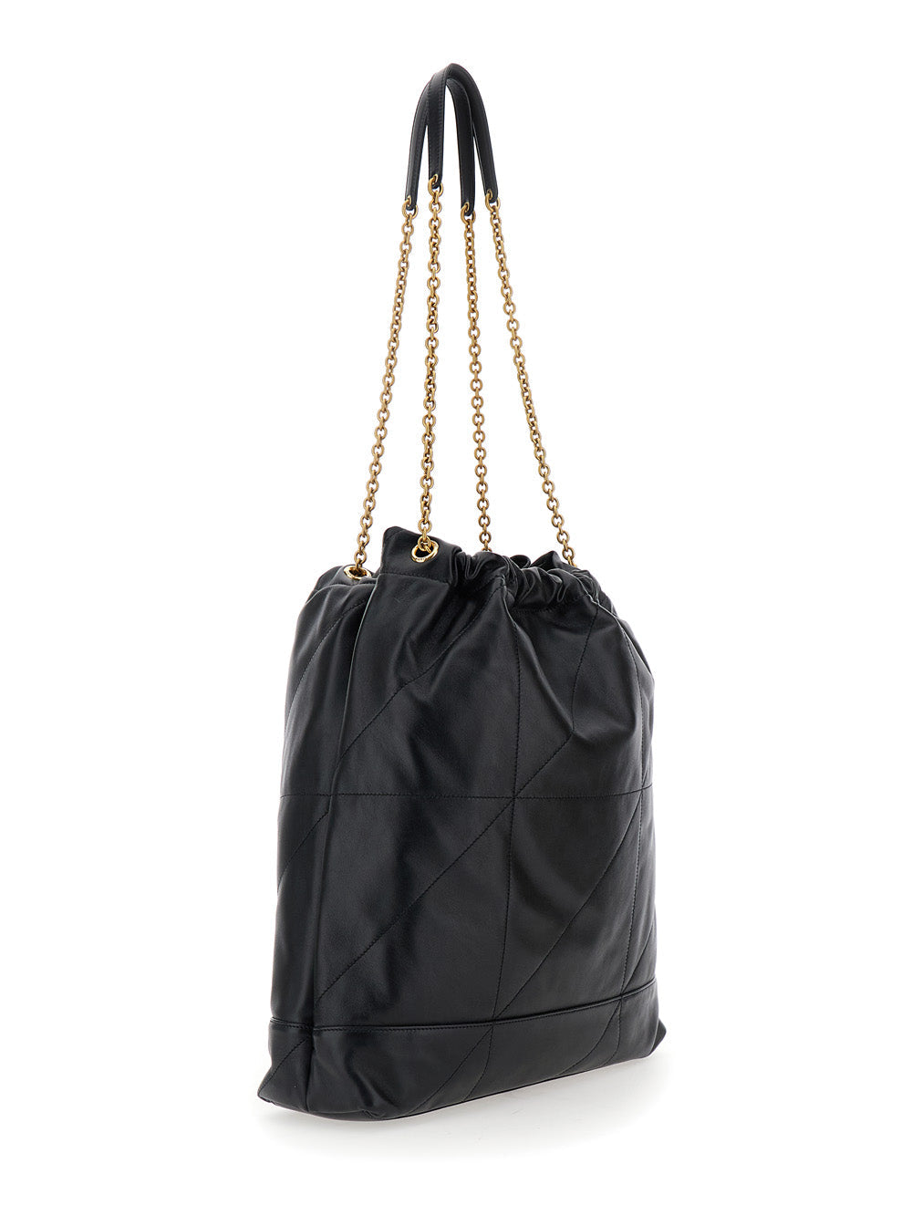 Saint Laurent Women Jamie Shoulder Bag With Two Top Handles With Chain And Cassandre Plate On The Front In Black Leather For Women