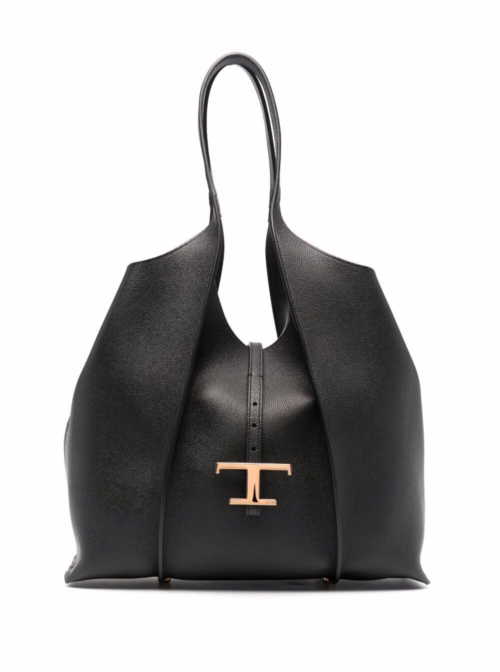 Tod's Women Tote Bag With T Timeless Pendant In Black Leather For Women