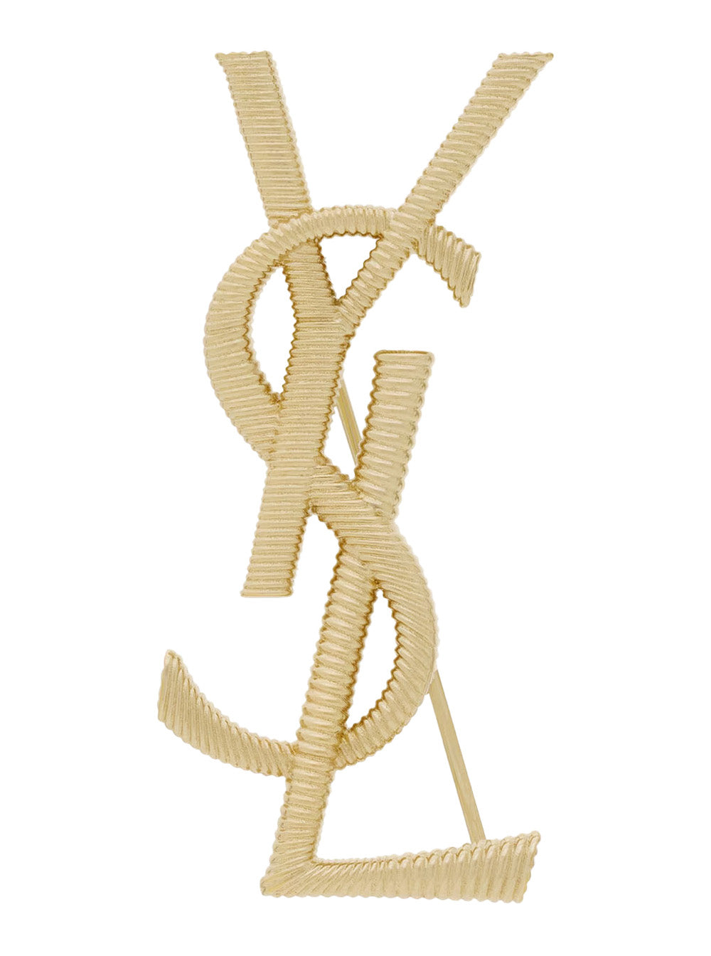 Saint Laurent Women Cassandre Brooch With Back Closure In Brass For Women