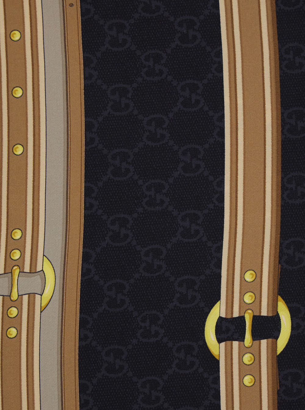 Gucci Women Multicolor Scarf With Stirrup, Horsebit And Gg All-Over Print In Silk For Women