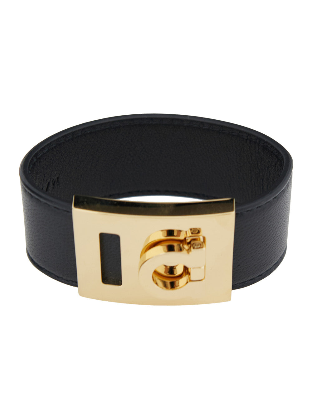 Ferragamo Women Black Bracelet 'Hug' With Gancini Detail In Leather For Women