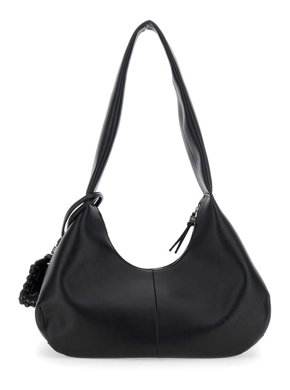 Ganni Women Shoulder Bag 'Bou Bag Hobo Medium' With Shoulder Strap And Removable Black Leather Logo Patch For Women