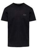 Dolce & Gabbana Men Black T-Shirt With Logo Tag On The Front In Cotton For Men