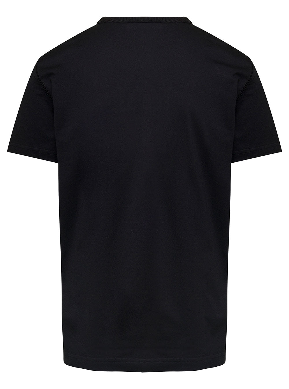 Dolce & Gabbana Men Black T-Shirt With Logo Tag On The Front In Cotton For Men
