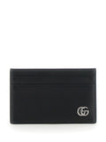 Gucci Men Card Holder With Gg Plate On The Front In Black Leather For Men