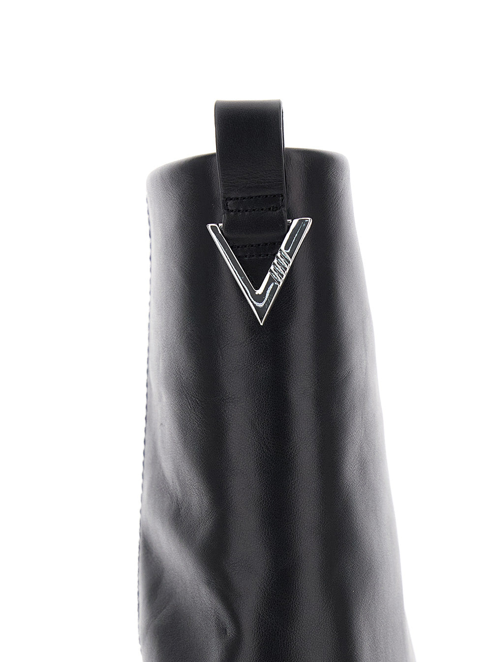The Attico Women Robin Boots With Square Toe And Logo Plate On The Back In Black Leather For Women