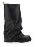 The Attico Women Robin Boots With Square Toe And Logo Plate On The Back In Black Leather For Women