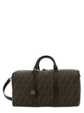 Fendi Men Brown Suitcase With All-Over Ff Motif And Ff Plate On The Front In Fabric For Men