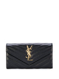 Saint Laurent Women Cassandre Matelassé Large Flap Wallet In Grain De Poudre Leather
