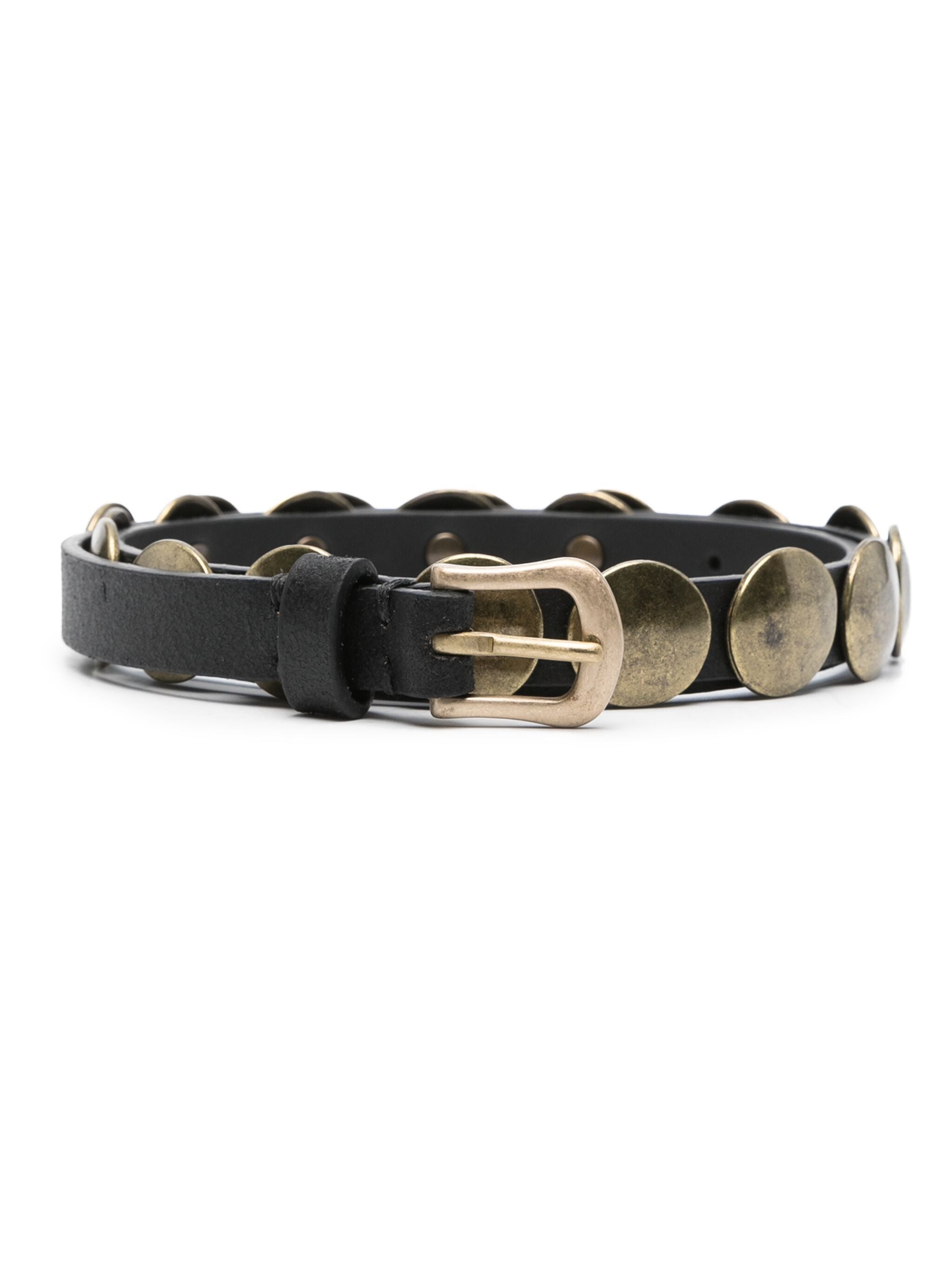 Golden Goose Women Belt Trinidad Thin Washed Leather Flesh Side With Studs
