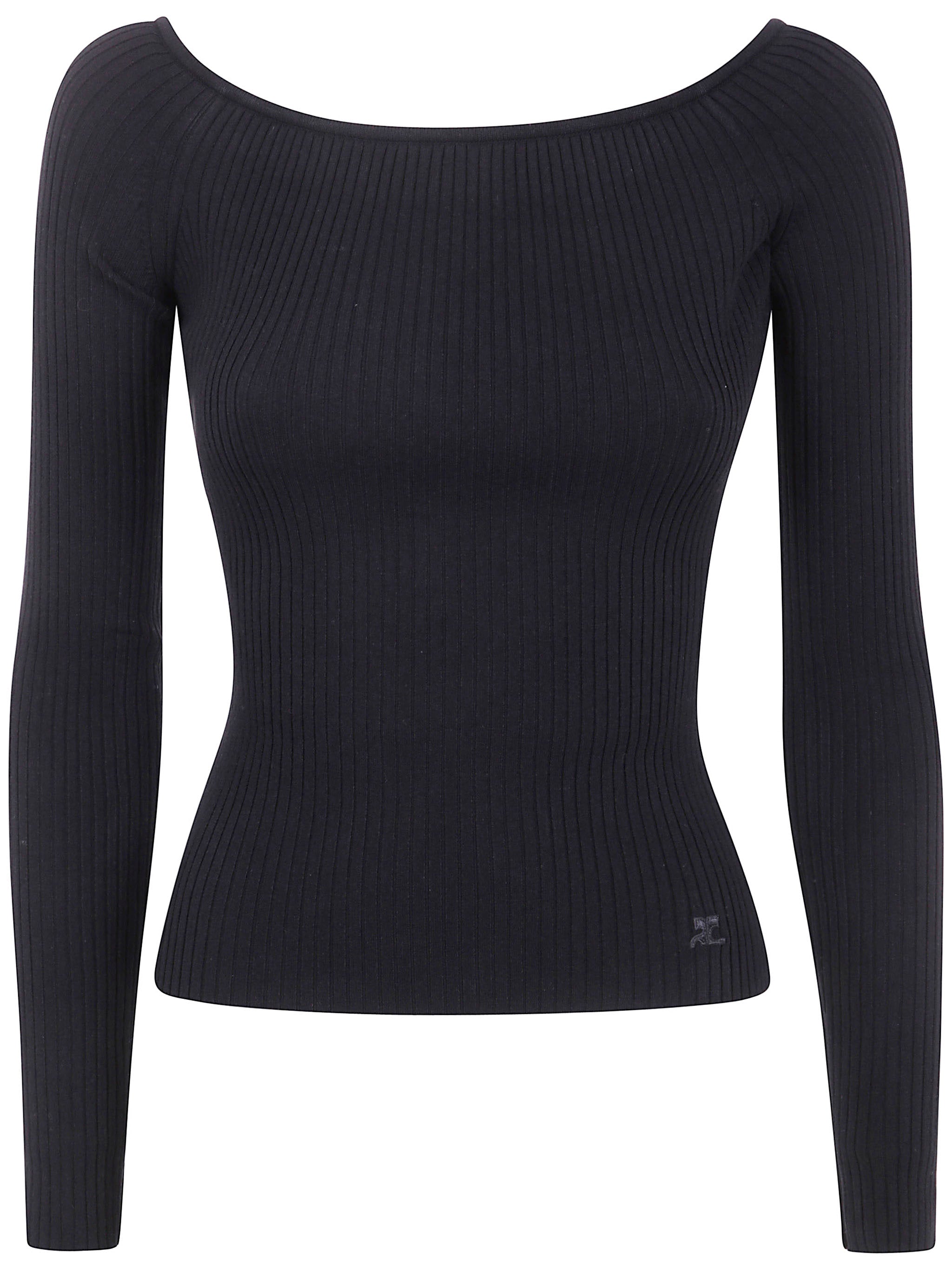 Courreges Women "Off Shoulder" Rib Knit Top