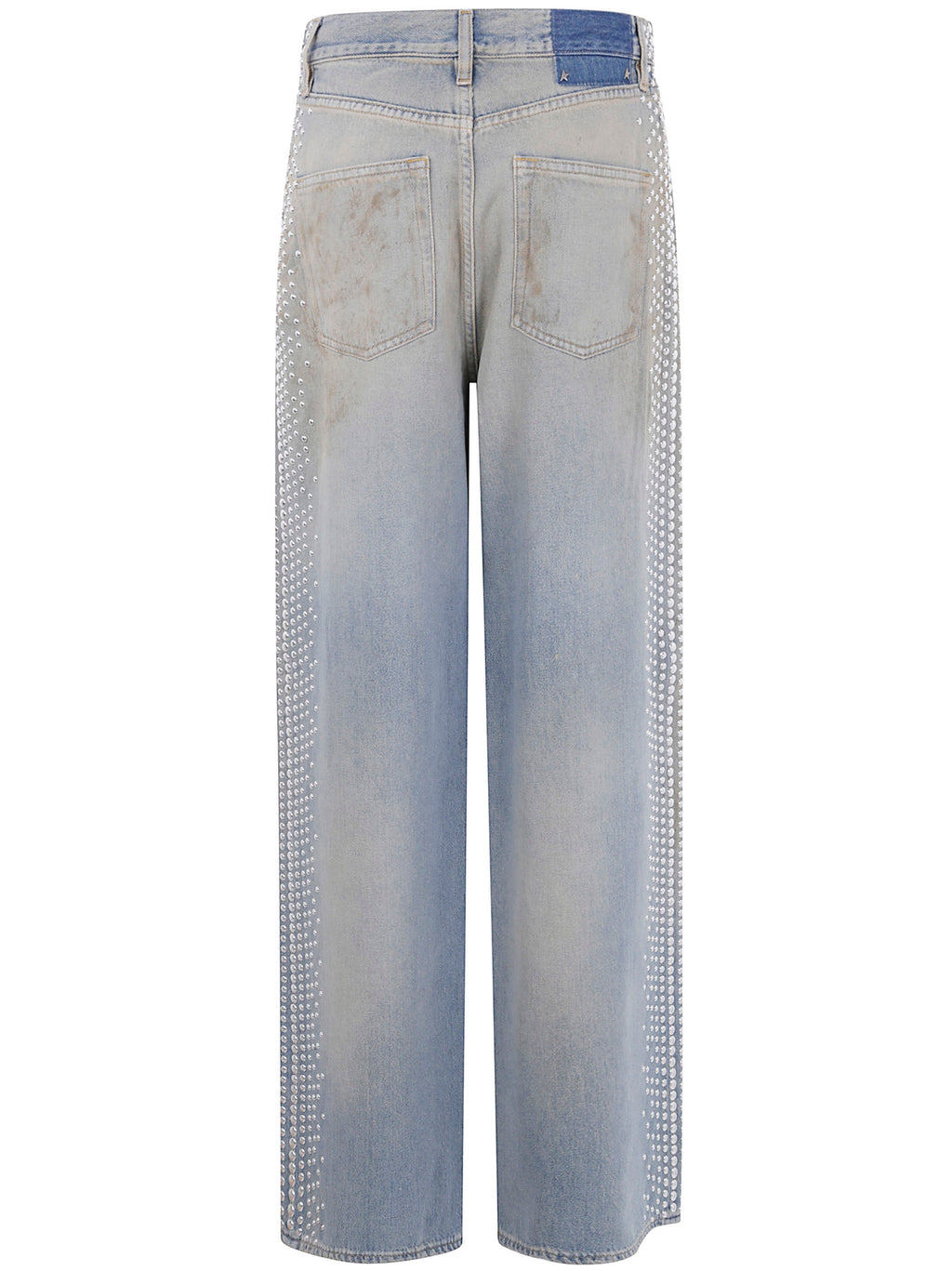 Golden Goose Women "Journey W`S" Melody Boyfriend Pant Cotton Denim Officina Wash With Studs On Side